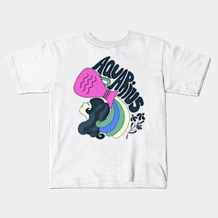 Retro 60s Aquarius Astrological Design Kids T-Shirt